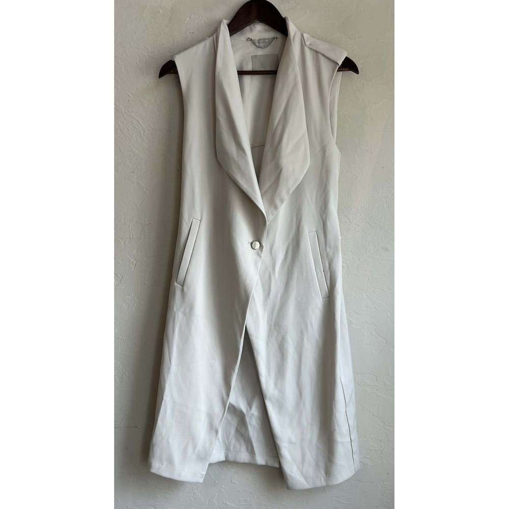 Soia & Kyo Longline Sleeveless Vest XS Quiet Luxury Minimalist Draped Ivory